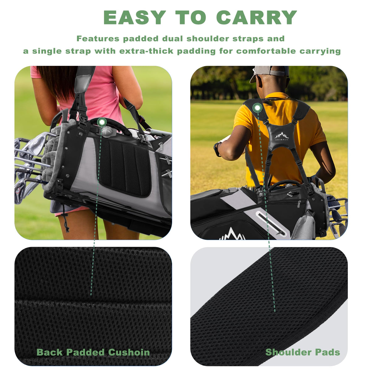 unihimal golf bag has 10 pockets for organized gear and quick access
