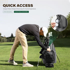 uniHimal cooler pocket keeps drinks or snacks within reach on the course.