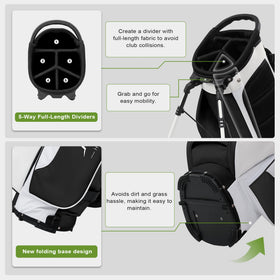UniHimal folding-base stand bag for quick on-course setup
