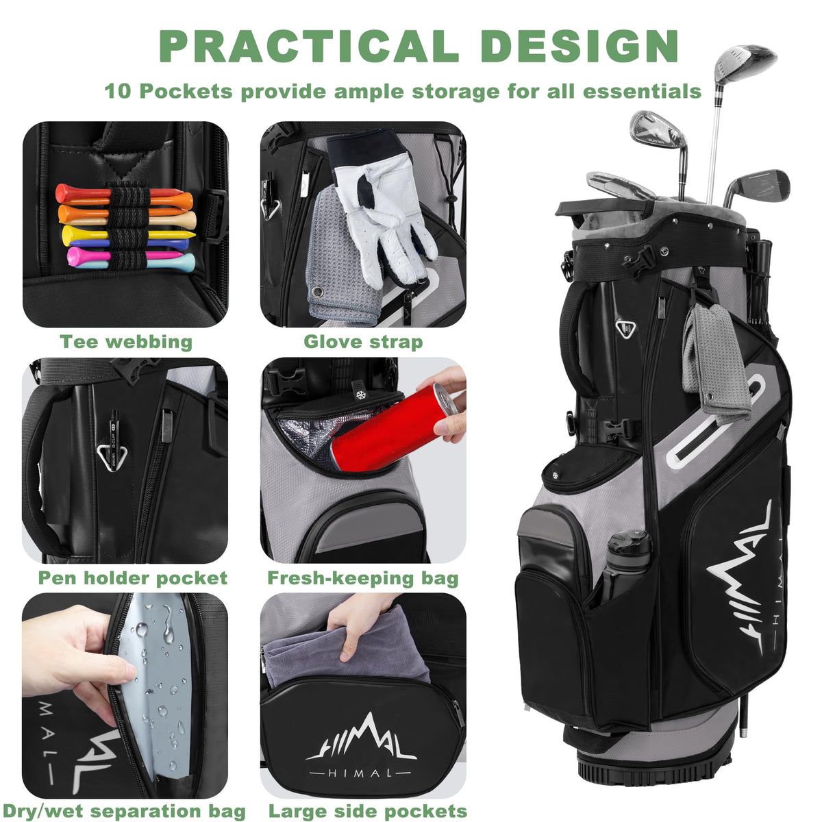 unihimal golf bag plush top shields clubs from friction during shots