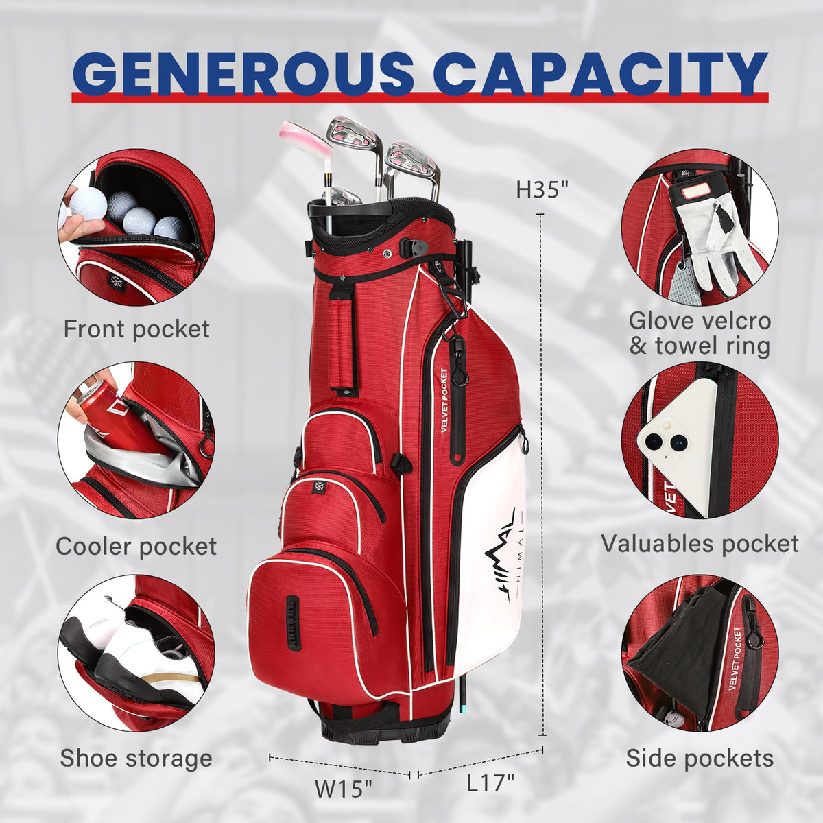 UniHimal golf bag features water-resistant fabric and rain cover for protection