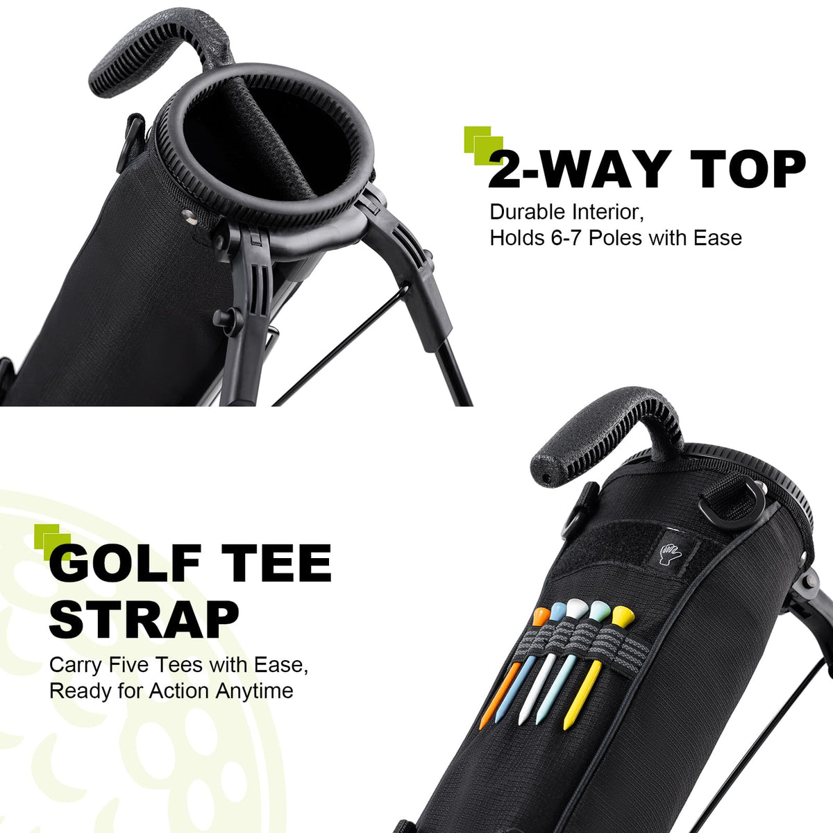 uniHimal Golf Lightweight Stand Bag 2-way divider keeps clubs organized