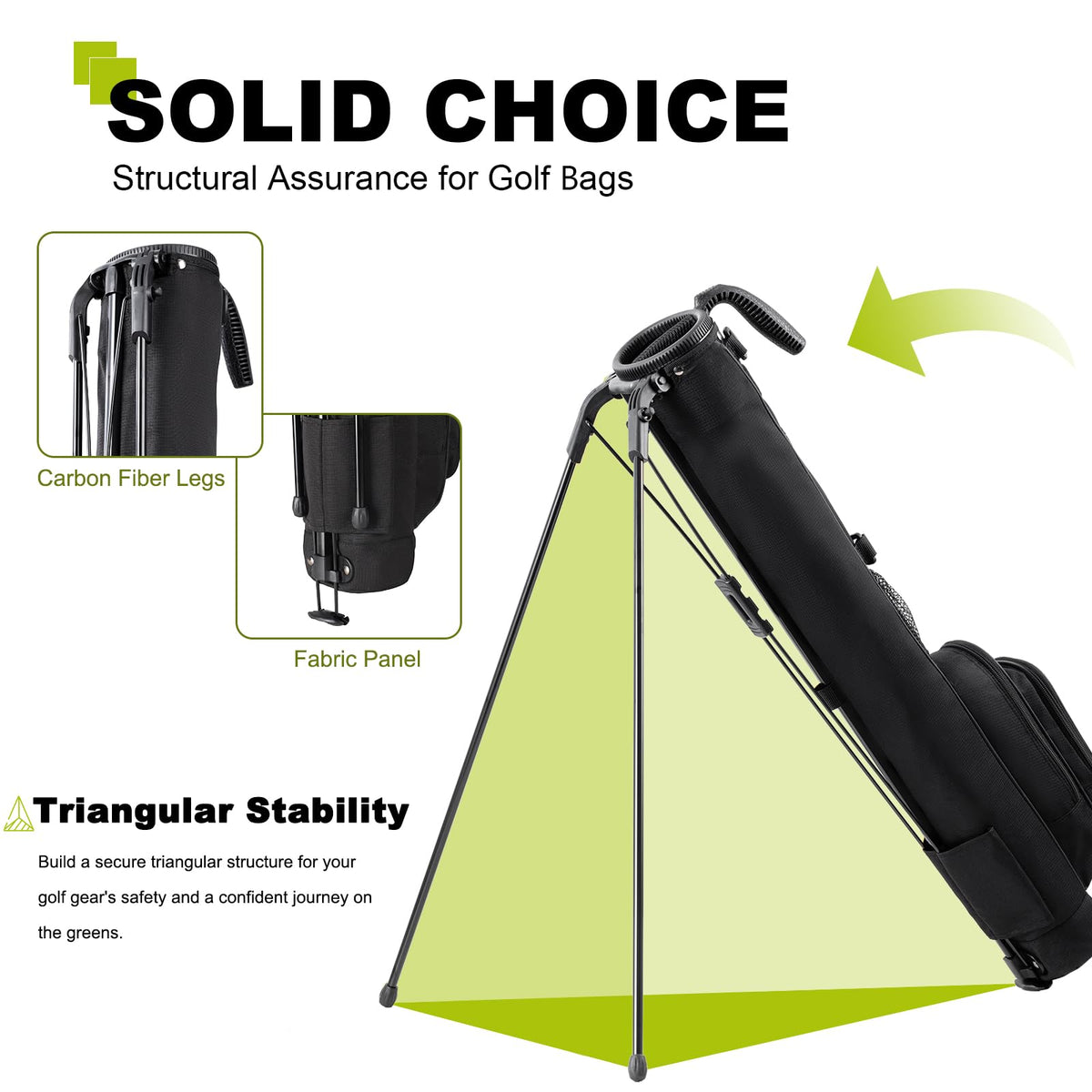 uniHimal Golf Lightweight Stand Bag retractable legs deployed for stable stance