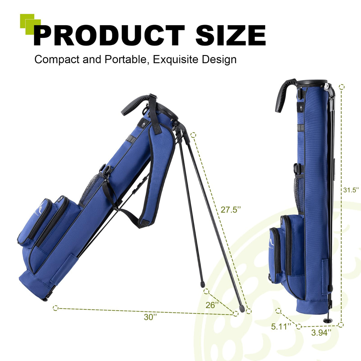 uniHimal Golf Lightweight Stand Carry Bag side view emphasizes compact profile for crowded clubhouses.