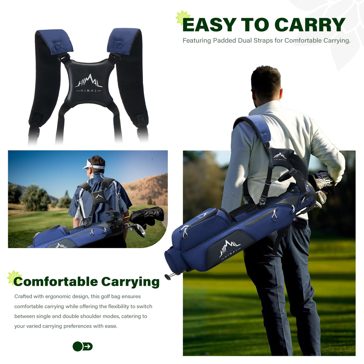 uniHimal Golf Par 3 bag with adjustable straps for personalized carry