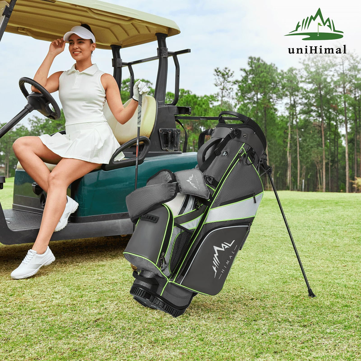 UNIHIMAL golf stand bag easy-release stand legs stability on varied terrain