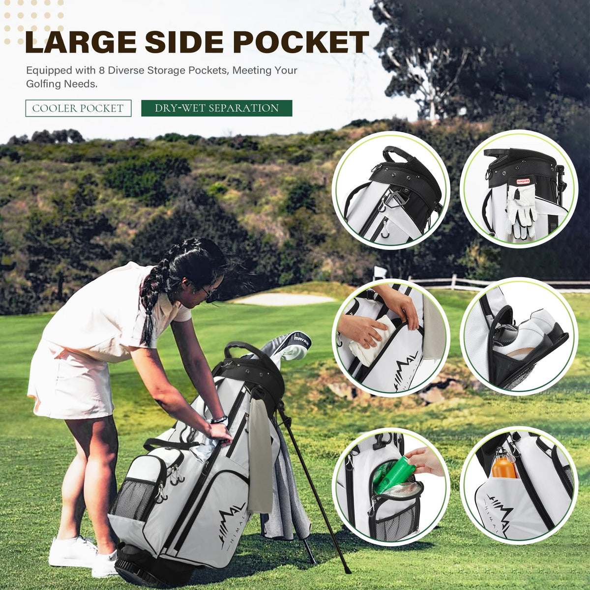 uniHimal golf stand bag features ergonomic dual straps for comfort