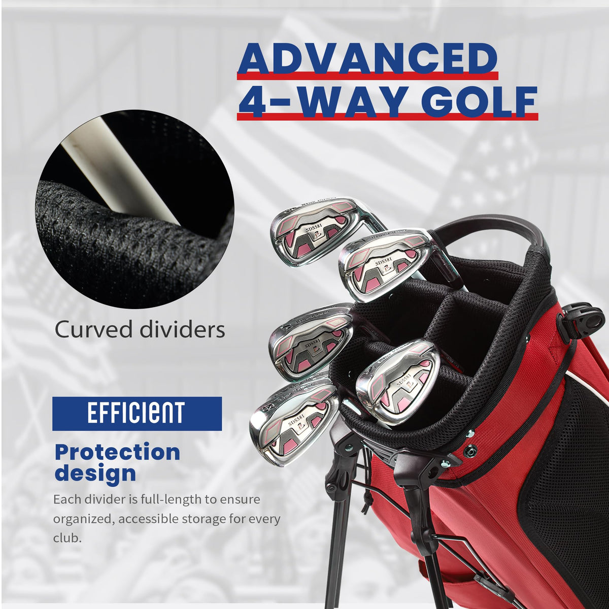UniHimal golf stand bag shows organized storage for quick club access