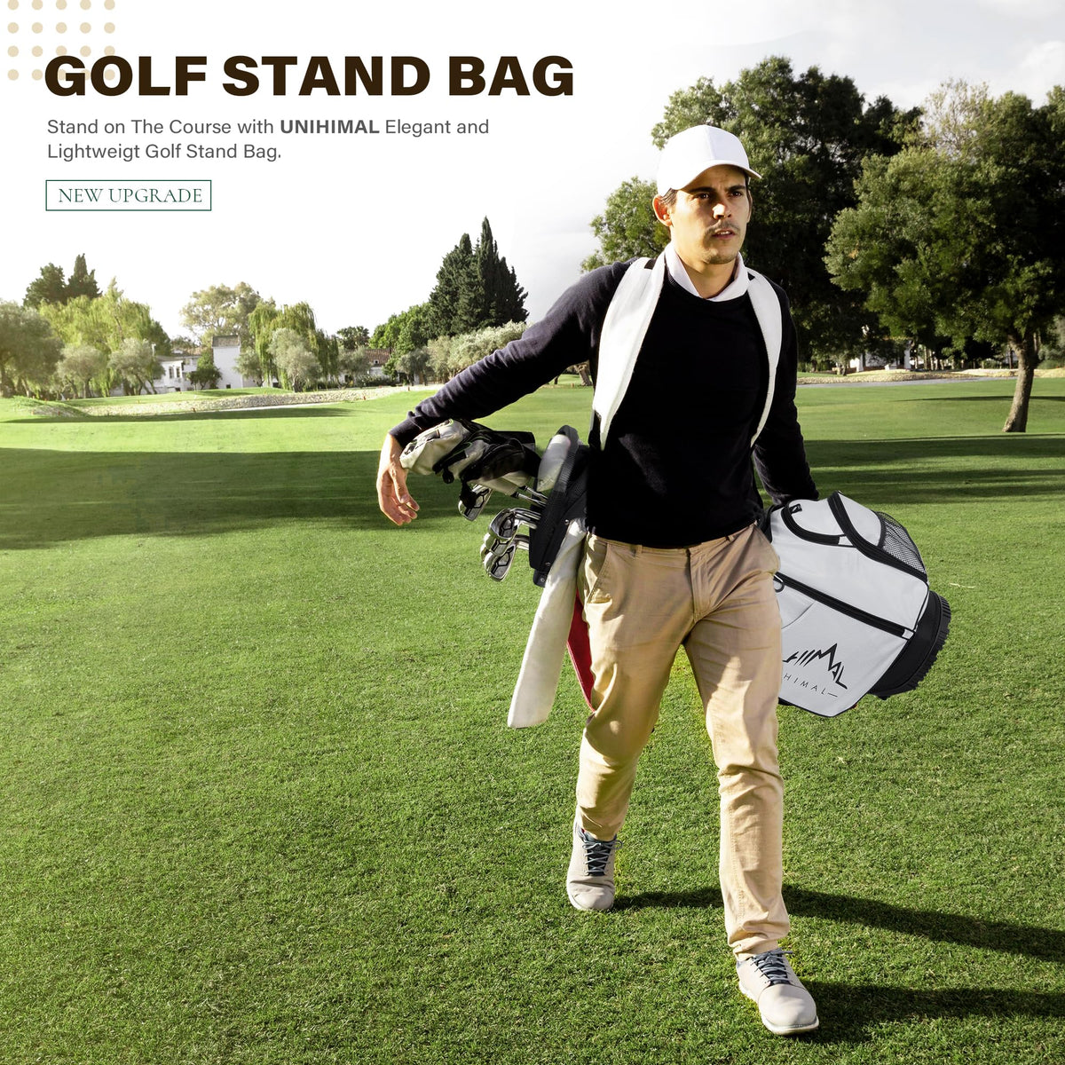 uniHimal rain hood and umbrella holder for weather-ready rounds