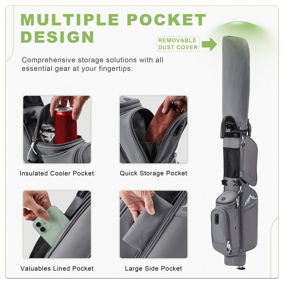 uniHimal insulated cooler pocket keeps drinks chilly during practice.