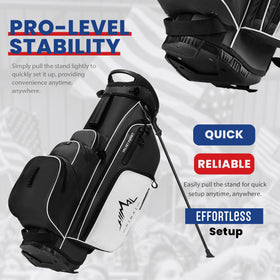 UNIHIMAL golf stand bag side view showing comfortable dual straps and balance
