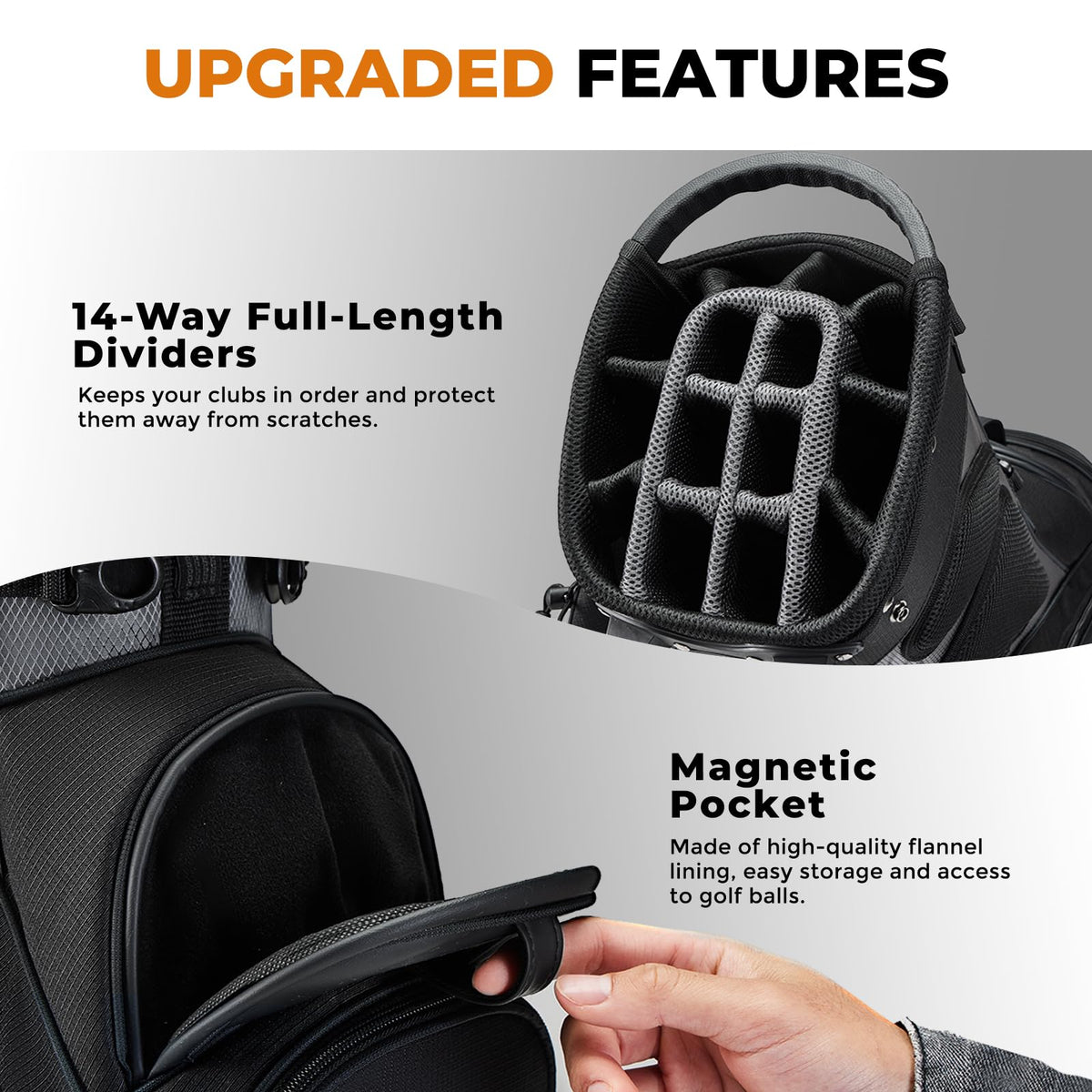 uniHimal multi-pocket design keeps essentials secure and accessible on the course