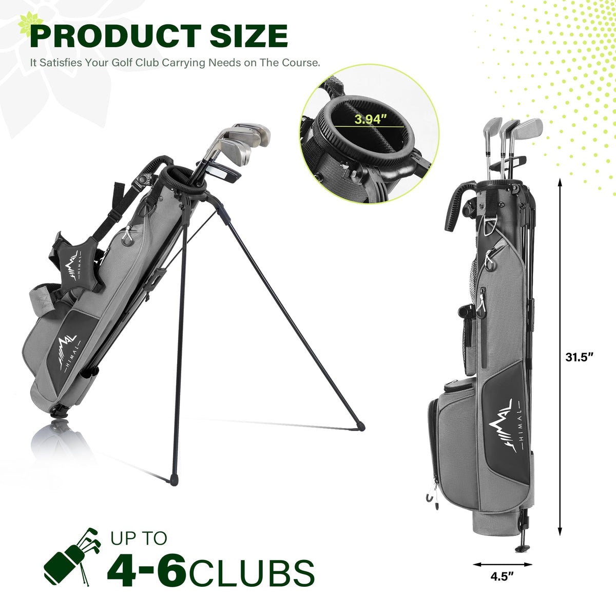 UNIHIMAL Par 3 bag grey front view highlights lightweight portability