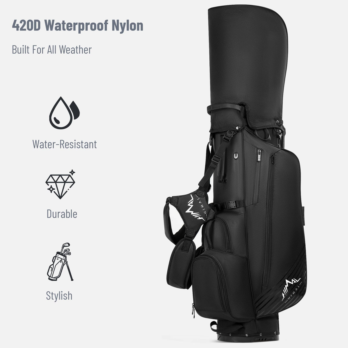 UNIHIMAL rain hood offers extra protection for clubs in wet weather.