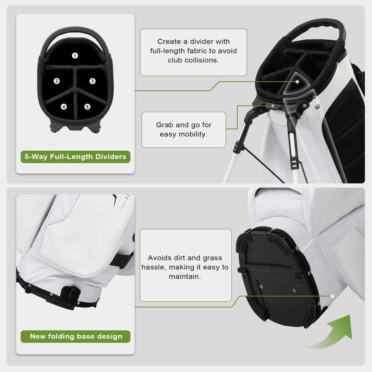 uniHimal semi-concealed stand bag with folding base offers stable support