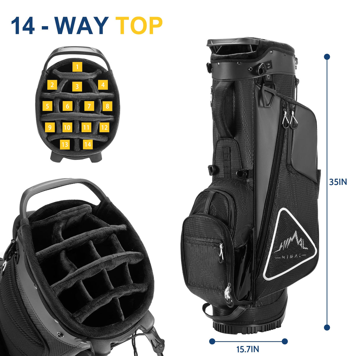uniHimal stable stand bag provides a secure base for quick club access on the course.