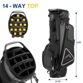 uniHimal stable stand bag provides a secure base for quick club access on the course.