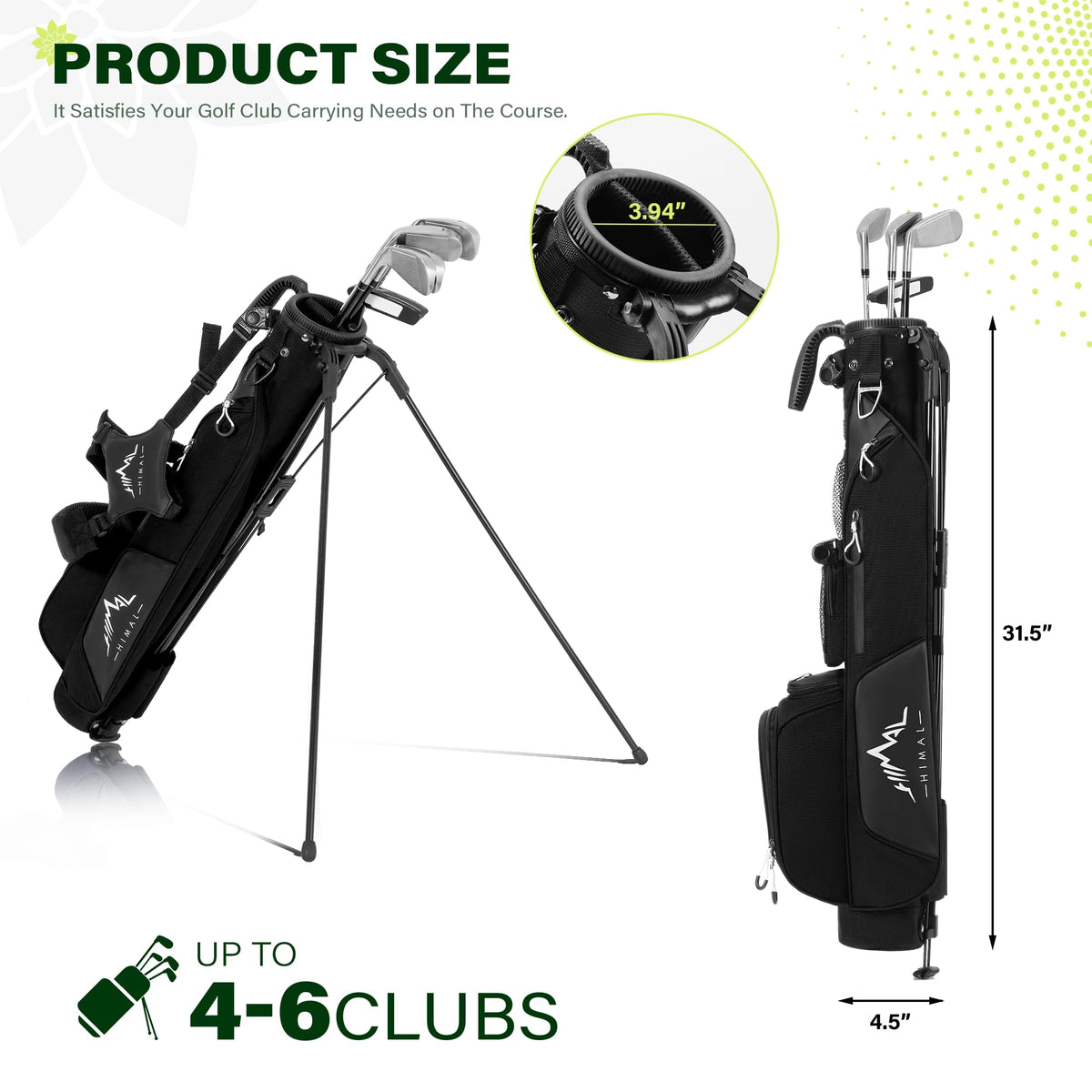 uniHimal par-3 bag with stand for easy pickup and transport.
