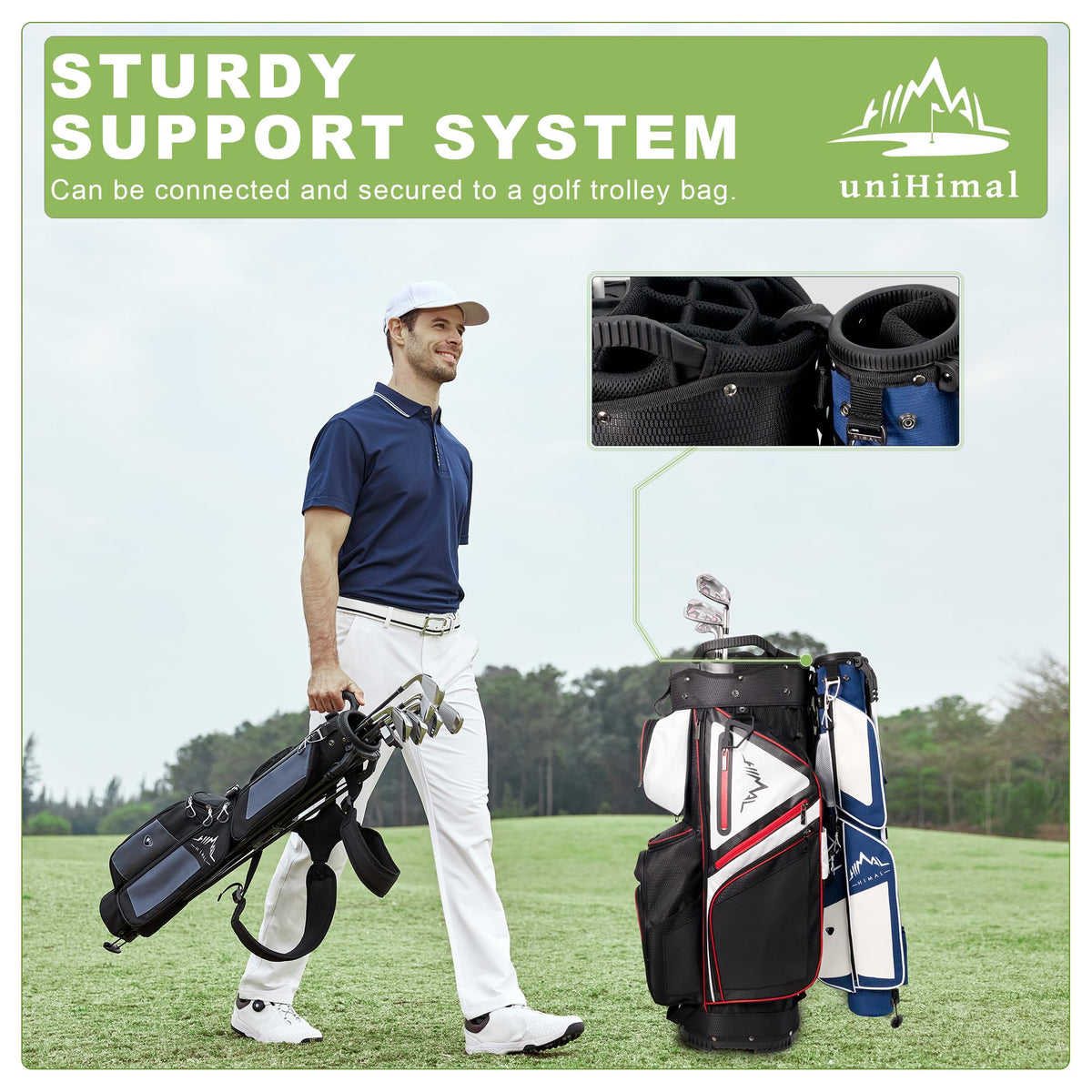 uniHimal Sunday Golf Bag holds 5-6 clubs for minimalist rounds