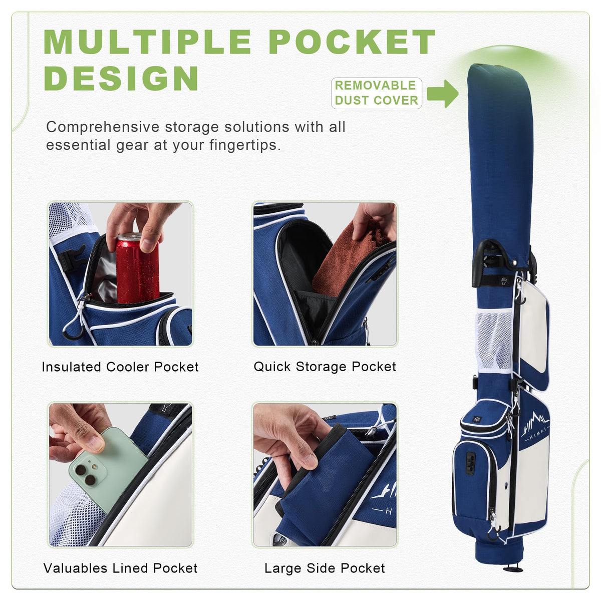 uniHimal Sunday Golf Bag compact 315-inch profile fits small car trunks