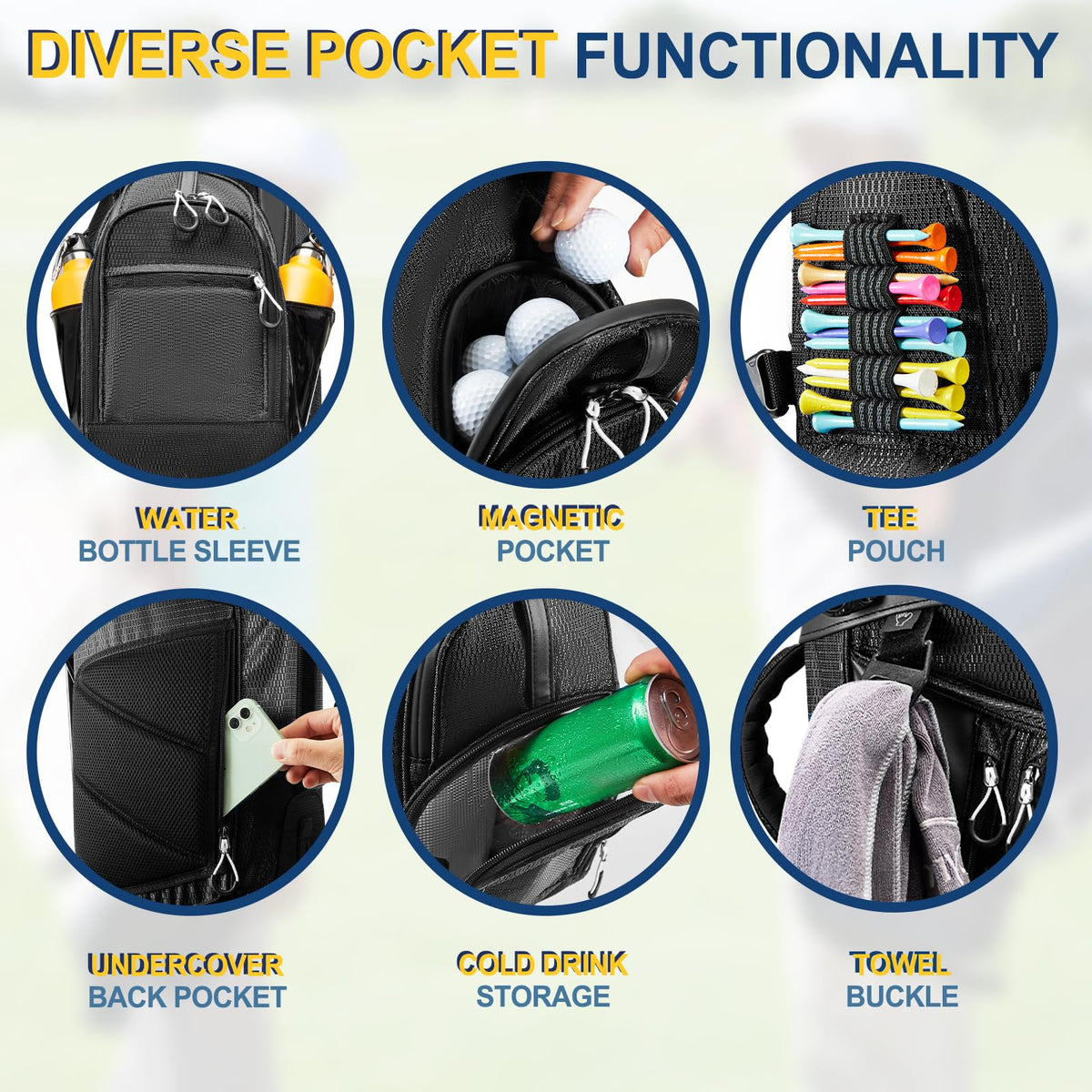 uniHimal umbrella holder keeps rain gear accessible between holes.