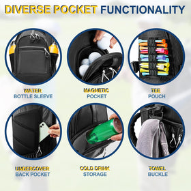 uniHimal umbrella holder keeps rain gear accessible between holes.