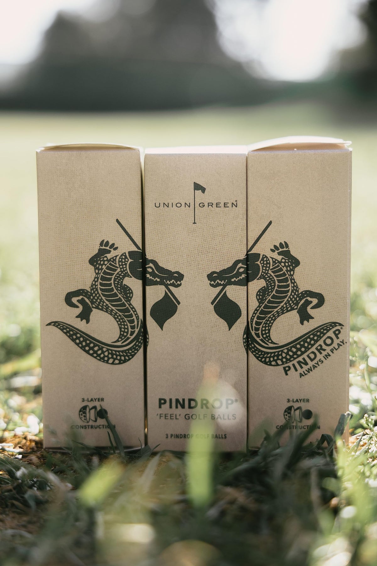 Union Green Pindrop Golf Ball demonstrates landing precision for accurate pin targets.