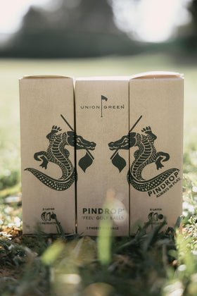 Union Green Pindrop Golf Ball demonstrates landing precision for accurate pin targets.