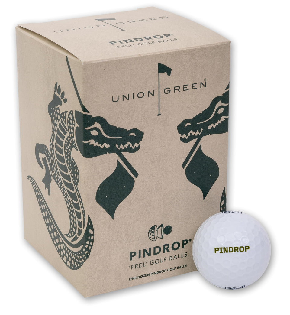 Union Green Pindrop Golf Ball showing spin control for precise approach shots.