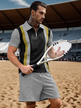 UOUA men's short sets elastic waistband detail for adjustable comfort.