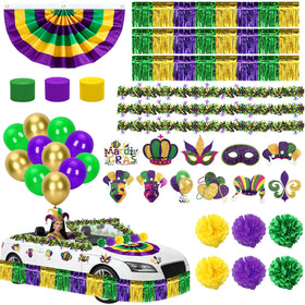 UPINS Mardi Gras fan flag for bright parade float visuals