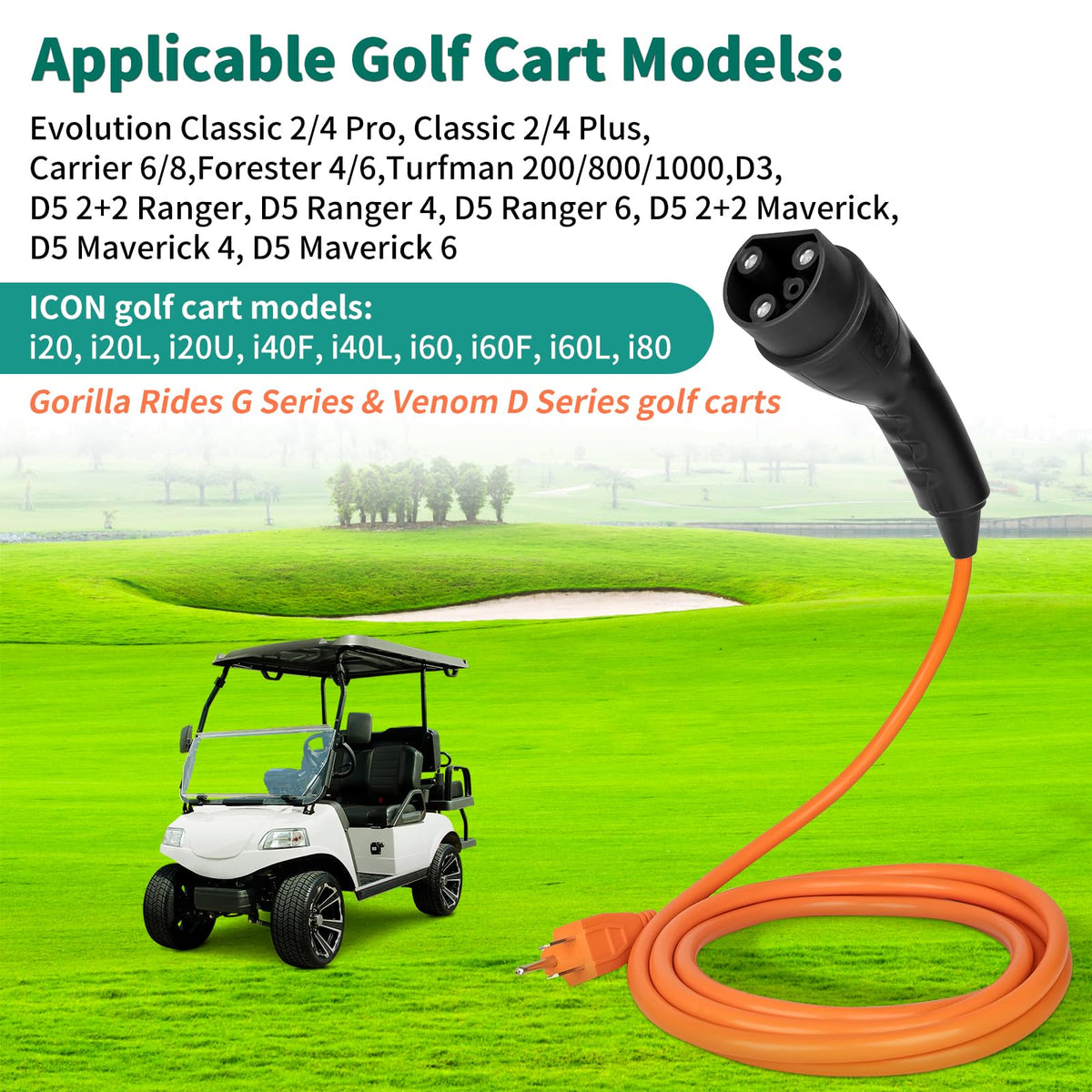 UPOW plug-and-play golf cart charger for 120V use