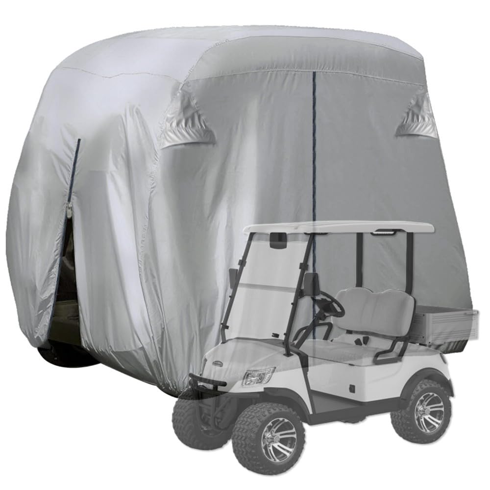 Urby 6-passenger waterproof cart cover side view protects against rain and dust