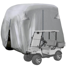 Urby 6-passenger waterproof cart cover side view protects against rain and dust