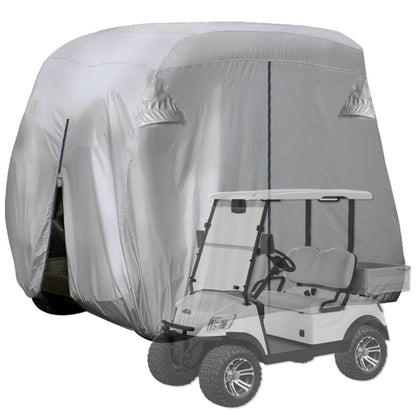 Urby 6-passenger waterproof cart cover side view protects against rain and dust