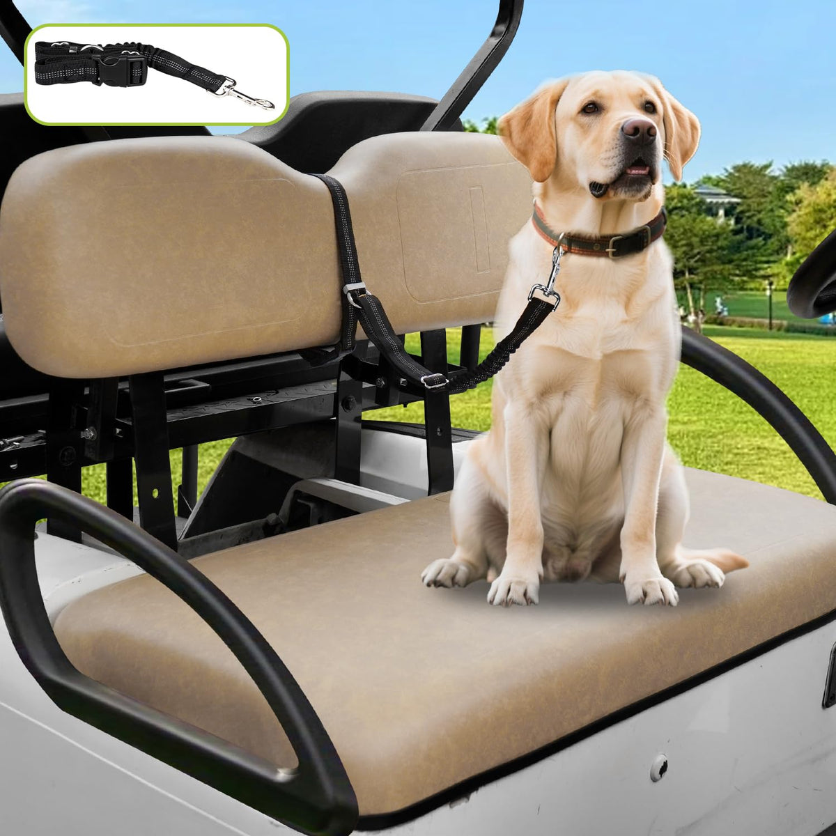 Urgown golf cart dog seat leash backrest wrap keeps pets secure during rides.