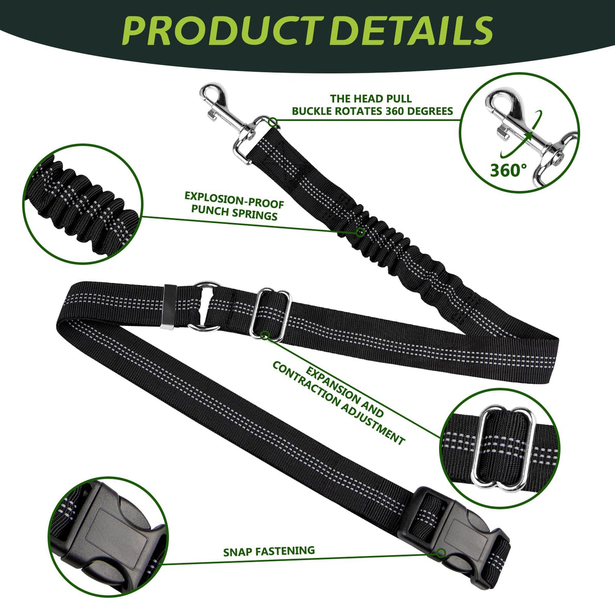 Urgown golf cart dog seat leash military-grade nylon ensures durable daily use.