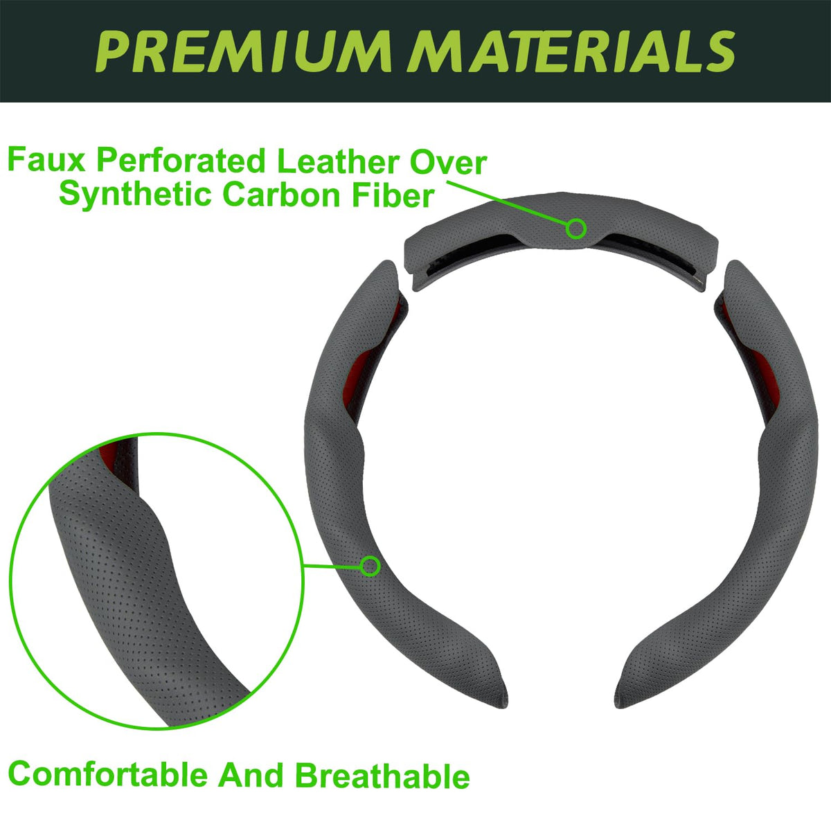 Non-slip perforated vegan leather for comfortable handling