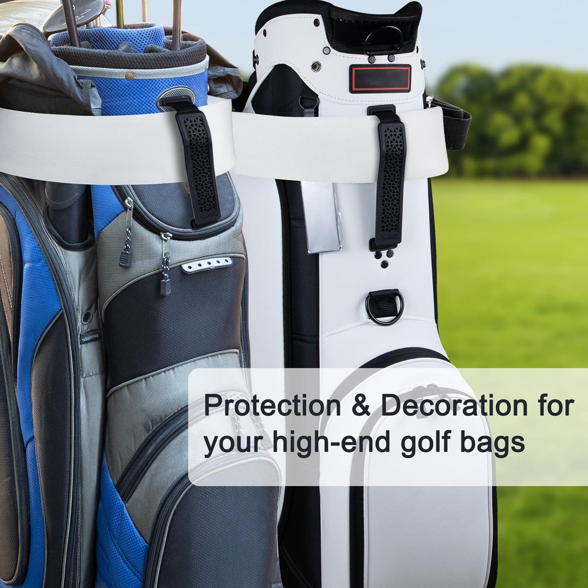 Urgown strap sleeve safeguards bags against scuffs and dirt on fairways