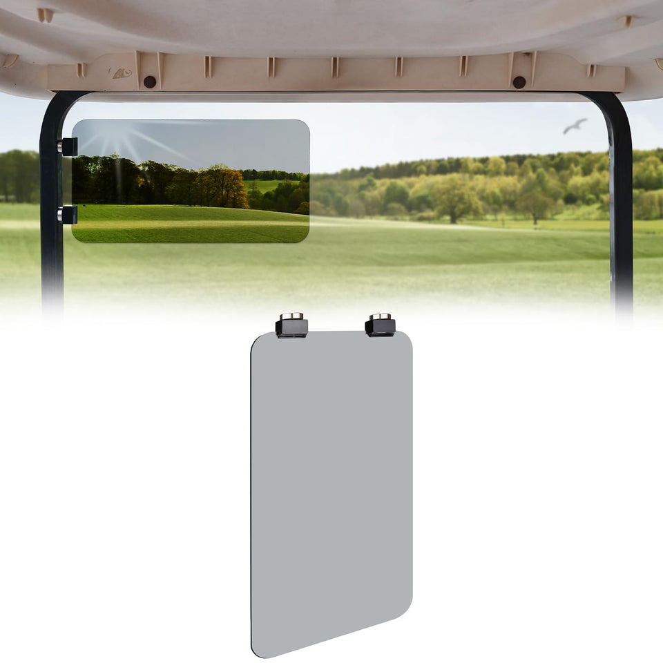 Urgown magnetic golf cart sun visor on front post reduces glare for clearer greens.