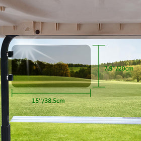 Urgown sun visor mounted on side bar provides flexible shade during play.
