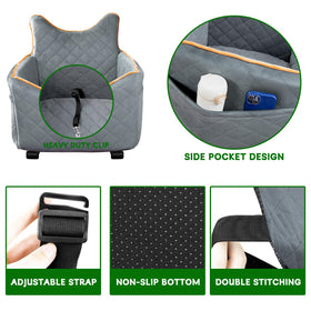 Inside safety leash helps keep pets secure during golf cart rides.