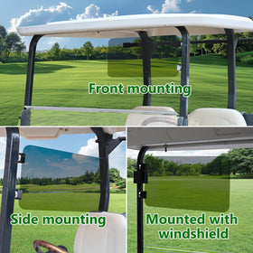 Urgown visor installed on golf cart front near windshield for shade