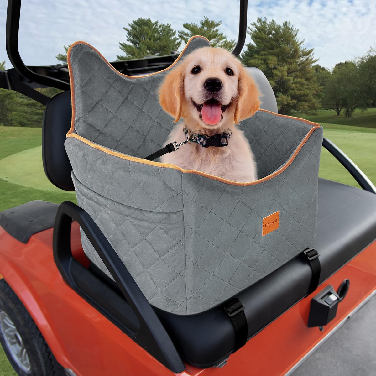 Urgown universal golf cart dog seat gray provides a secure fit for small pets.