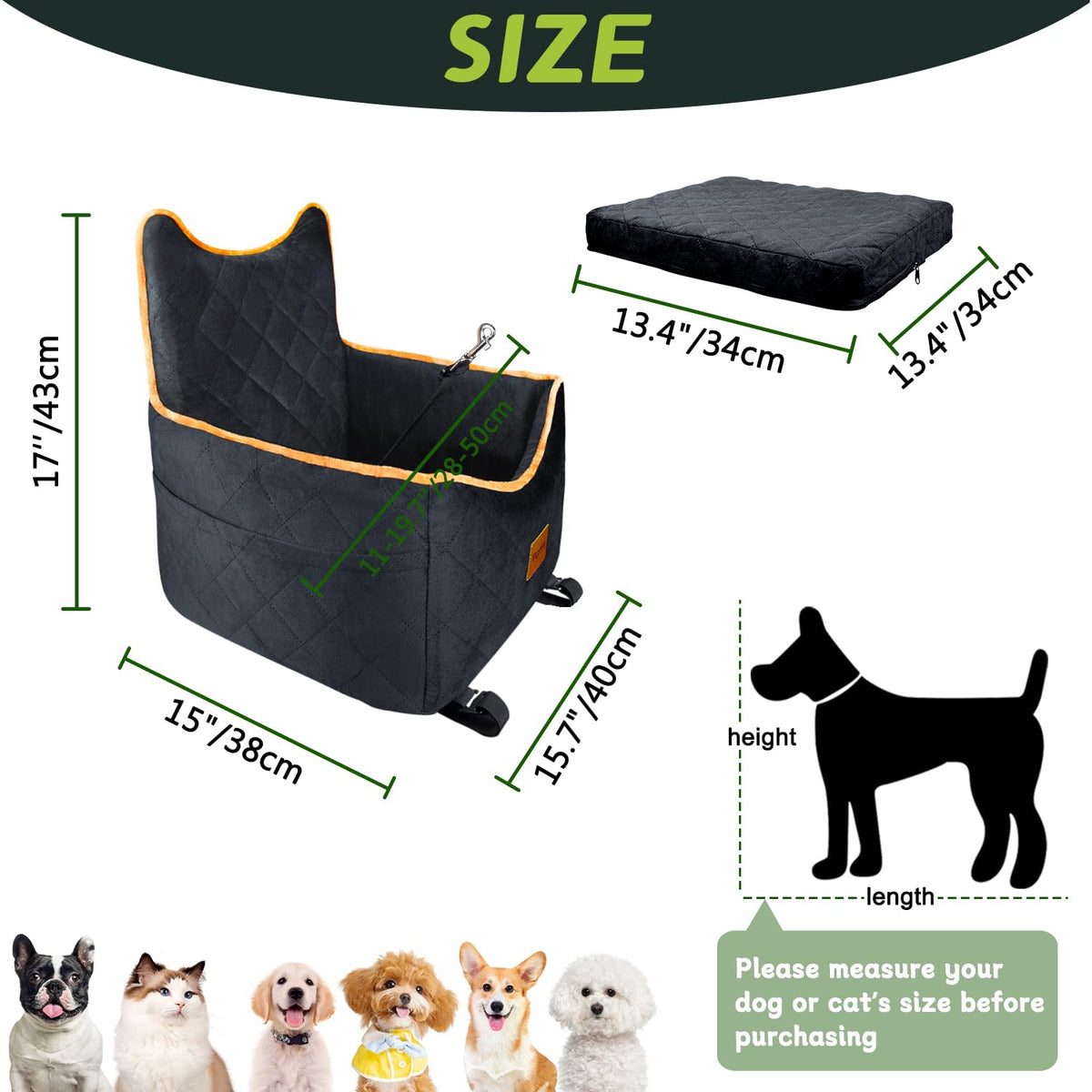 Urgown fabric cover is washable to keep pet seat fresh.