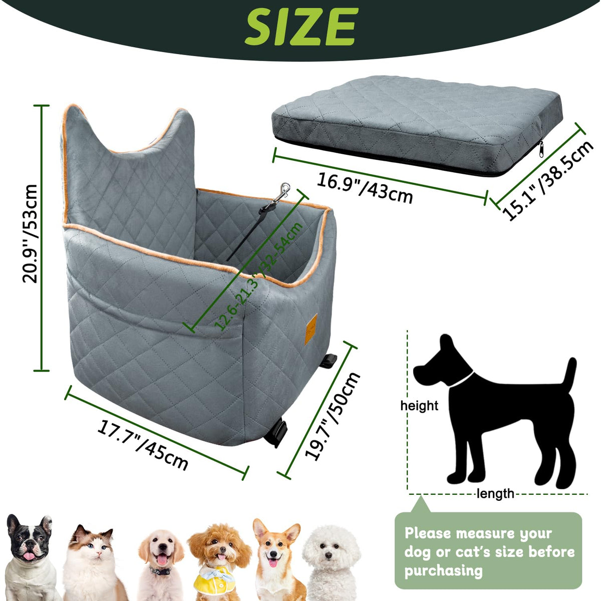 Removable washable fabric cover for easy cleaning after trips.