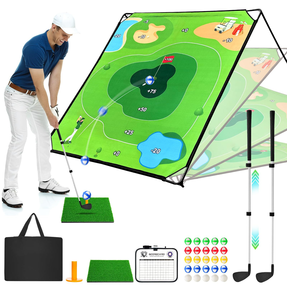 URUQ golf chipping game large target mat for realistic backyard practice