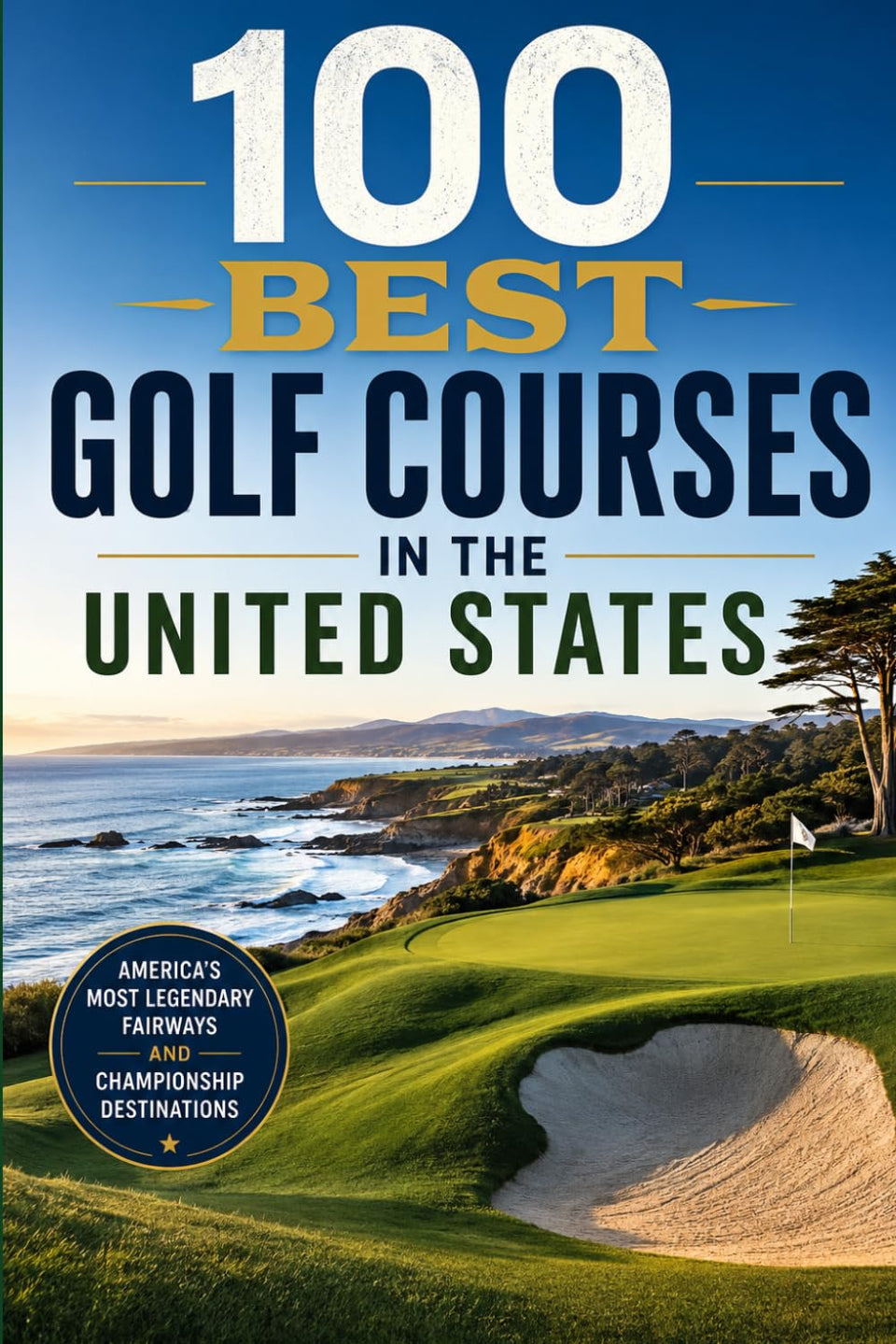 Cover image for 100 Best Golf Courses in the United States guide, showcasing iconic layouts and travel inspiration.