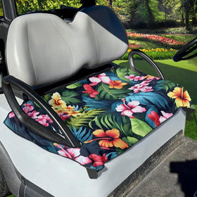 Uskorhein tropical hibiscus frond seat cover for Club Car Precedent, adds color and protection