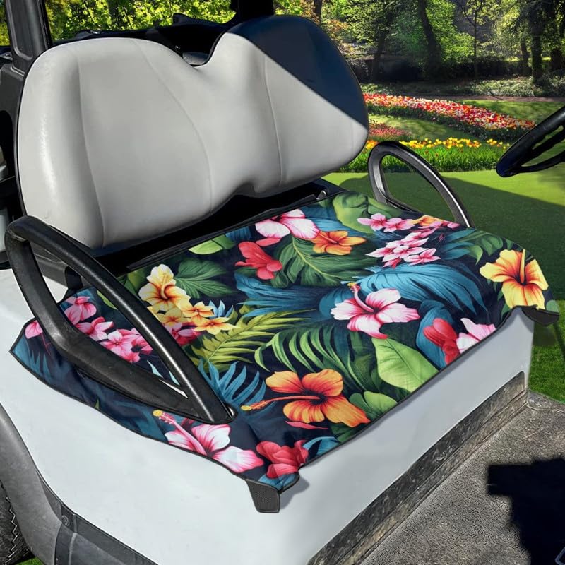 Uskorhein tropical hibiscus frond seat cover for Club Car Precedent, adds color and protection